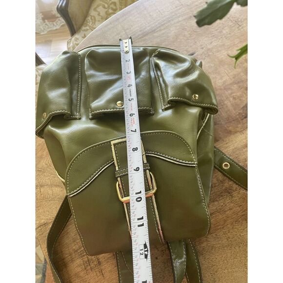 Backpack Mini Women’s Green Simulated Leather Gold Fittings Great Condition - Picture 10 of 11